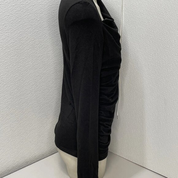 NEW ENZA COSTA Lurex Jersey Slash Top Black Size XL Long Sleeve Sparkle Knit - Picture 2 of 6